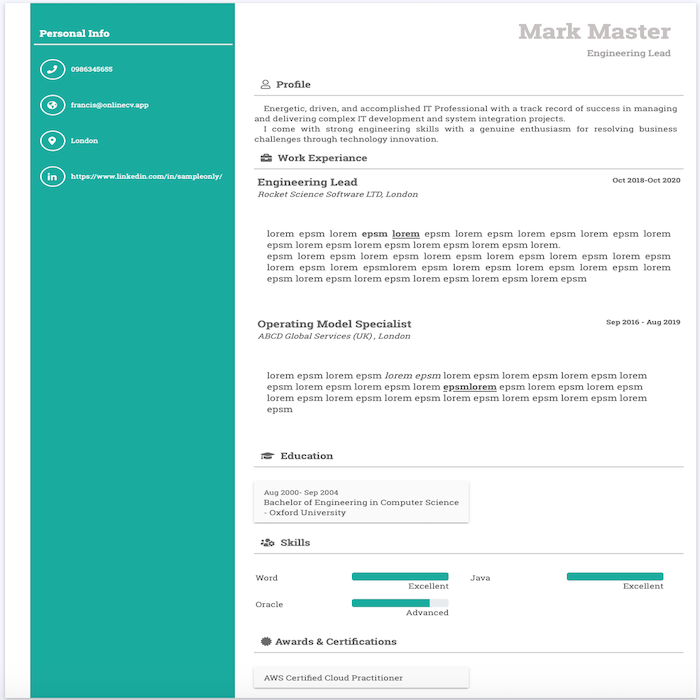 OnlineCV: Online CV Builder & Professional Resume Maker